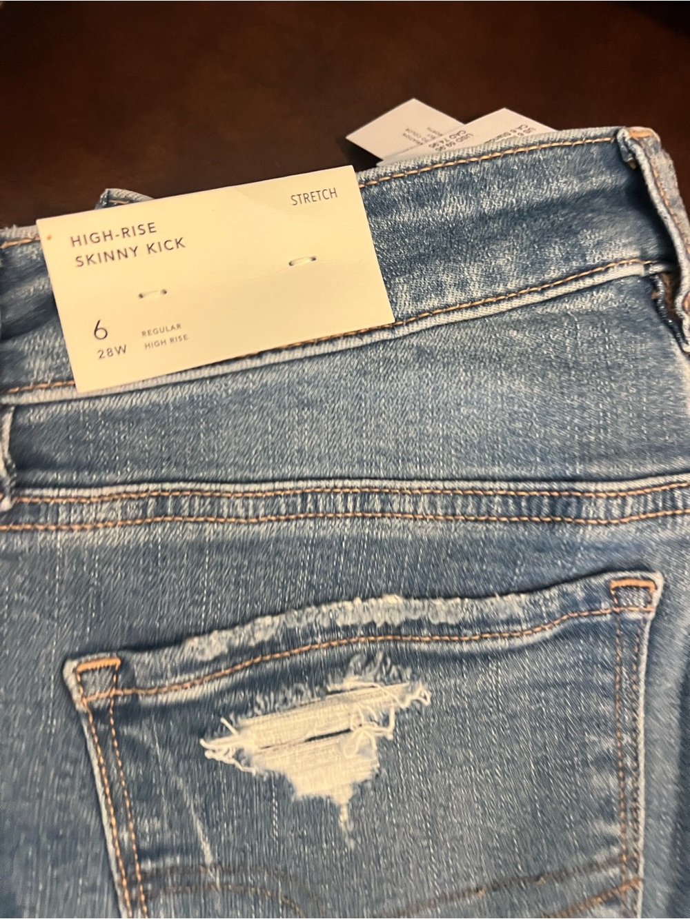 NWT* Skinny Kick - American Eagle Blue Distressed bootcut Jeans - Picture 2 of 4